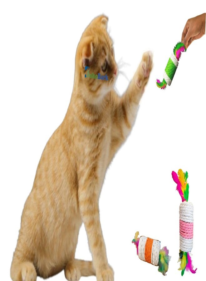 BohoBark Cat Scratch Wheel Sisal Candy Roller Cat Toy Molars Practicing Claws Colorful Feather Beaded Cat Toy for Pet Dogs Puppy Cat-1 Piece (Color May Vary) - Image 5